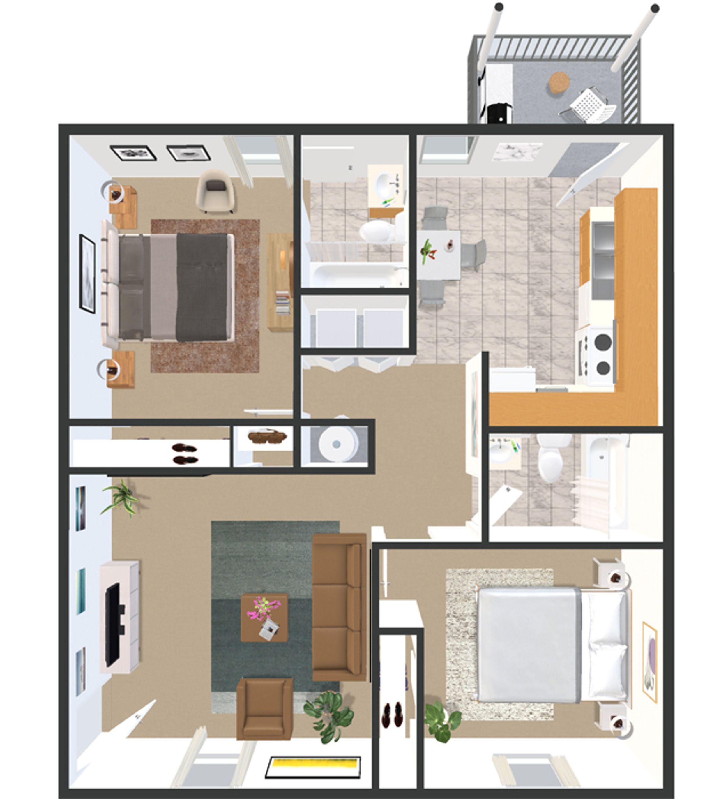 2bd 2ba B	 floorplan